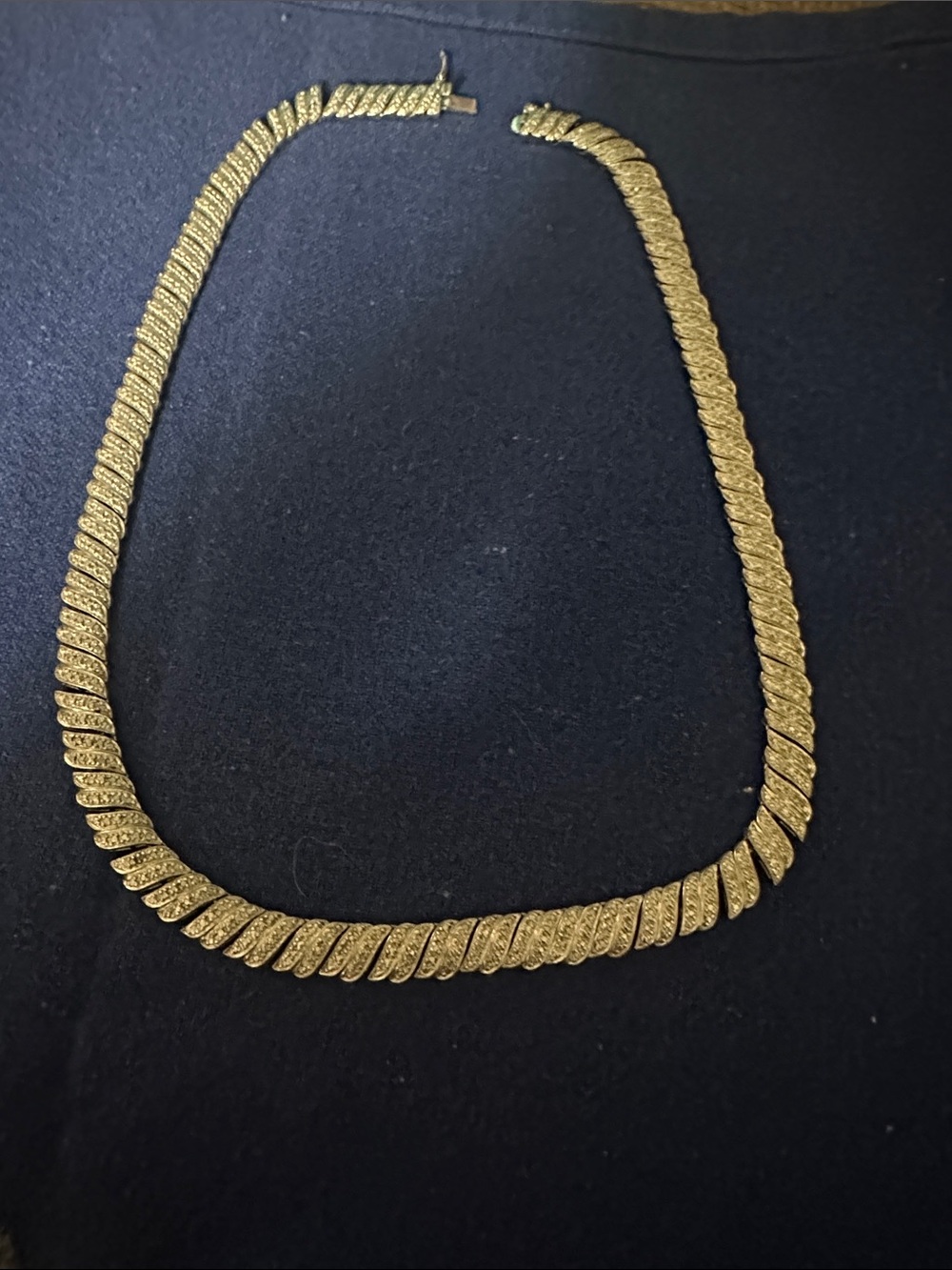 Gold-Tone Textured Link Necklace - Women Jewelry sterling silver 925